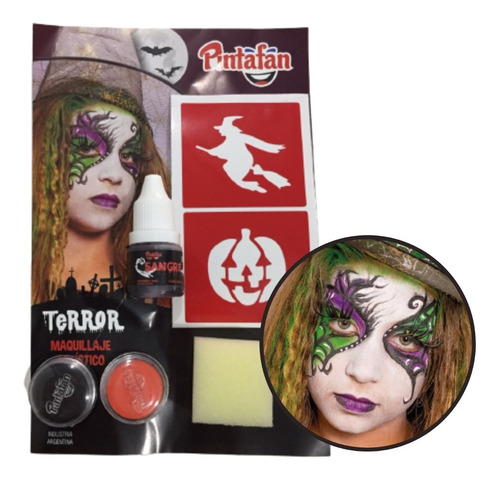Maquillaje Terror Bruja Halloween Stencil Blanco Negro Nena | MercadoLibre
