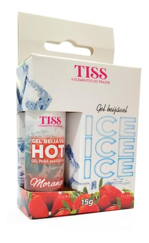 Gel Comestível Hot Ice 4 Elementos Do Pazer Sabor Morango