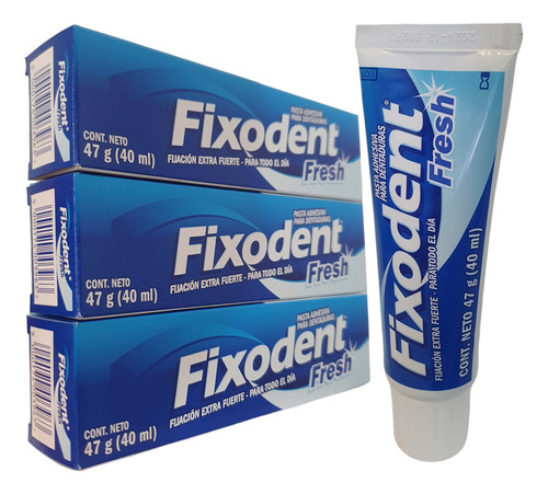 Fixodent Crema Adhesiva Fresh Mint Extra Oral-b  // 3 Piezas