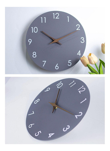 Relógio De Parede Decorativo Minimalista E Moderno, Cinza