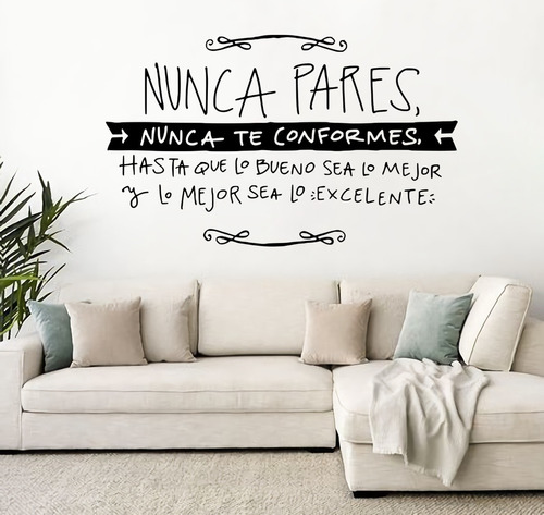 Vinil Decorativo Para Pared Frases Letras Nunca Pares...