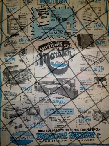 Cartel Publicitario Retro Monterrey Mueblerias Munsa 1984