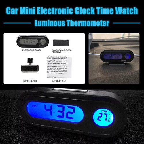 Reloj Termómetro Electrónico Para Salpicadero De Coche