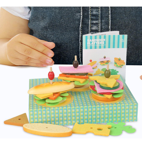 Juguete De Hamburguesa Apilable De Madera Para