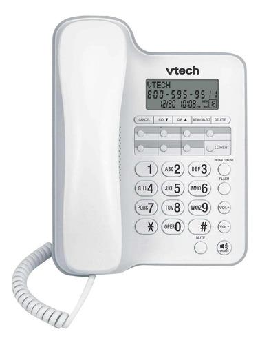 Teléfono Fijo Vtech Blanco Identificador Y Altavoz Cd1153