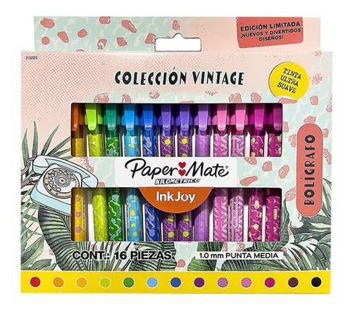 16 Boligrafo Vintage Colores Punta Media 1.0mm Paper Mate Color del exterior Color de la tinta