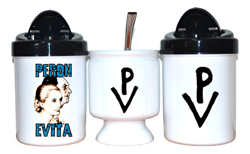 Mate + Yerbera + Azucarera - Juan Peron - Peronismo