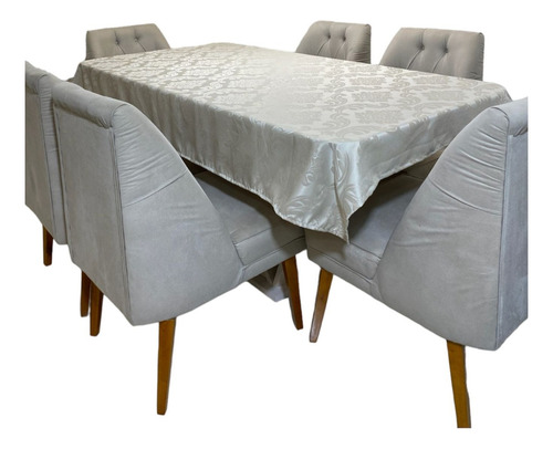 Toalha De Mesa De 6 Lugares Tecido Jacquard Retangular Luxo
