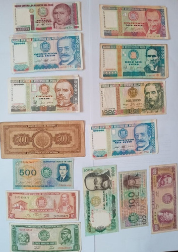 Lote De Billetes Antiguos Del Perú 1965-1990 Intis Y Soles 