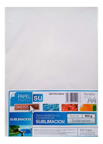 Papel Sublimacion 100gms X 100 Hojas A4, Gneiss