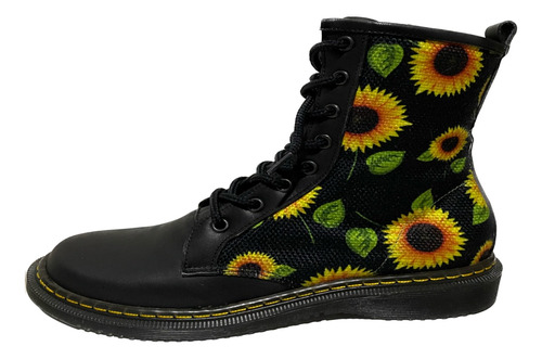 Bota Rocker Combat Mujer Plataforma Militar Negra