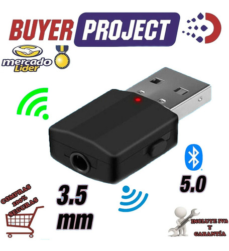 Mini Adaptador Bluetooth V5.0 Usb 2.0 Tx/rx Audio Aux 3.5mm