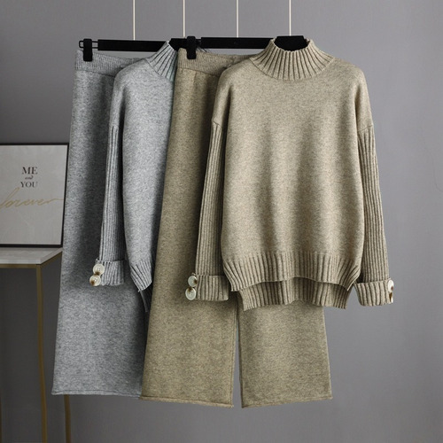 Conjunto De Punto De Otoño Para Mujer, Suéter Y Pantalones