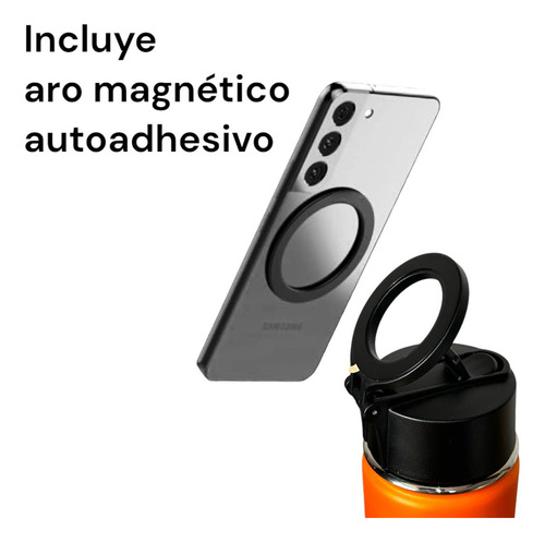 Termo Botella Agua Térmica Inox + Soporte Para Celular Ringo