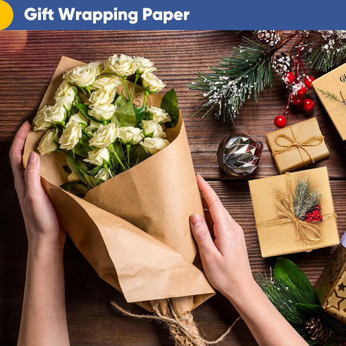 Papel Marrón Kraft Vanhehnch Para Regalos, 44 X 30 Cm, 70 Gs