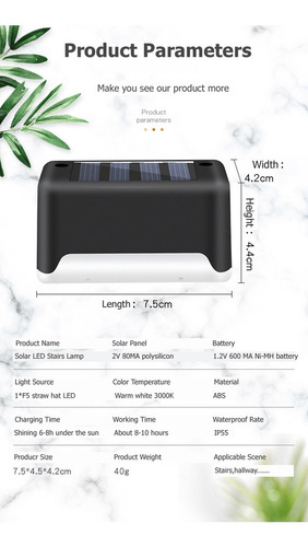 4pcs Luz Solar Led Escalera Escalera Luz Luz De Jardín Luz D
