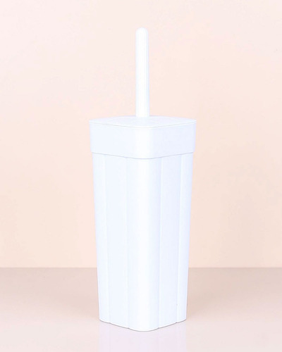 Cepillo Para Baño Inodoro Bote Minimalista Con Tapa Limpieza Color Blanco