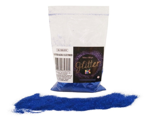 Glitter Gibre Givre Purpurina 100g Azul Electrico