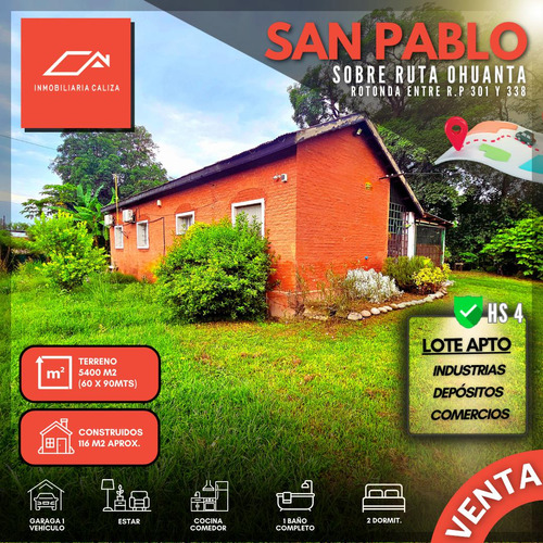 En Venta Casa Con Terreno De 5400m2 Sobre Ruta Ohuanta San Pablo