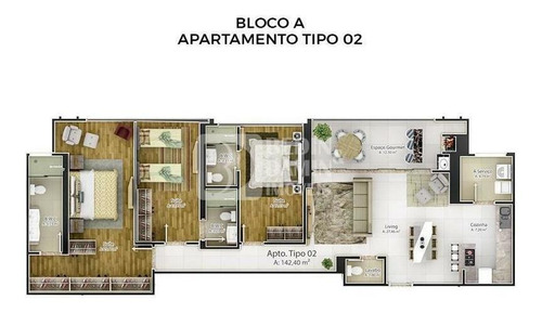 Imagem 6 de 15 de Apartamento 03 Suítes Alto Padrão Amplo Lazer - 00299