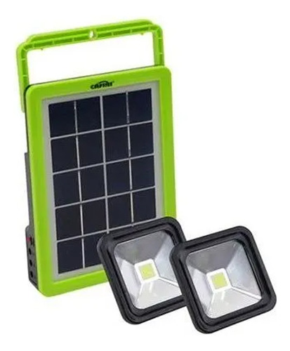 Kit Solar 2 Focos 2w Linterna Recargable Cargador Usb