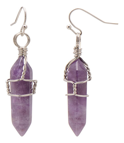 Pendientes Colgantes De Chakra Con Punta De Cristal Curativo