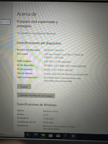Vostro 3500 15.6 Negro 8gb De Ram 256gb Ssd Intel Core I3 (Usado)