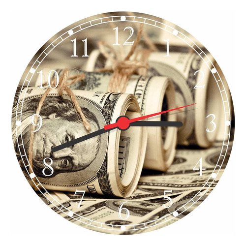 Relógio De Parede Dinheiro Dollar Finanças Decorar