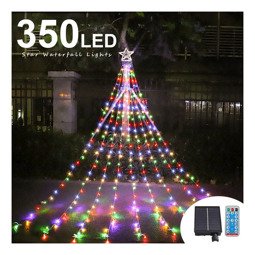 Christmas Solar 350led Fairy Cascada Luces 3.5m +8 Modos