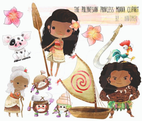 Papeles Fondos Digitales - Moana Princess Cute Clipart