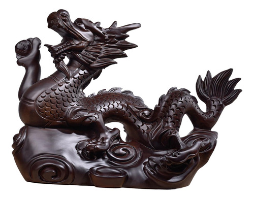 Estatuilla De Dragón Chino, Escultura De Madera,