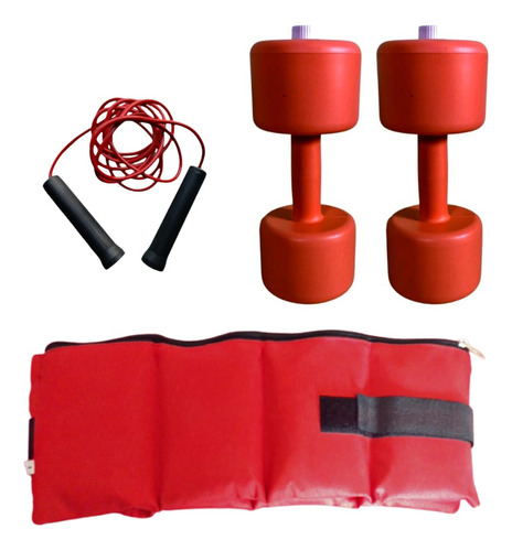 Kit De Entrenamiento- Soga Saltar Mancuernas Tobilleras 1kg