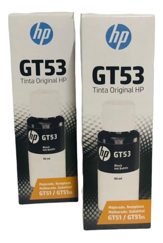 Pack Kit 2 Botellas De Tinta Hp Bk Gt53 1vv22al