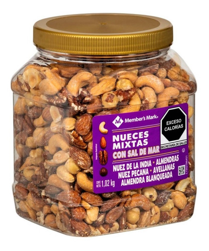 Nueces Mixtas Con Sal De Mar Bote 1.02 Kg Members Mark