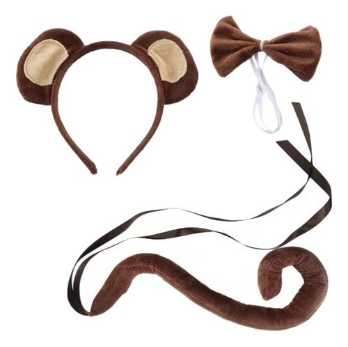 Conjunto De Orejas Y Cola De Animales, Bonito Mono Marrón