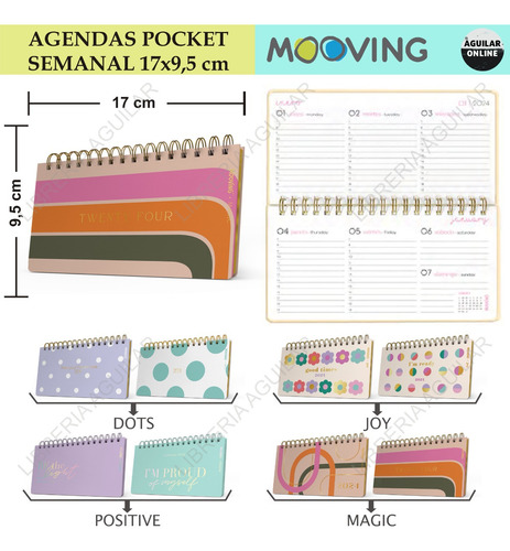 4 Agendas Pocket Mooving Eleccion Positive Magic Joy Dots