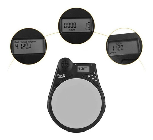 Imagen 3 de 9 de Pad De Practica Bateria Con Metronomo Cherub Dp950