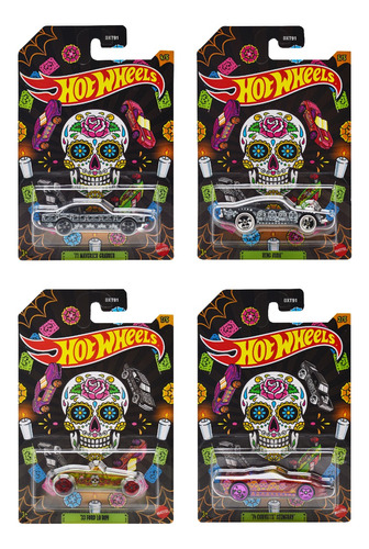 Hot Wheels Dia De Muertos Pack 4 Vehiculos 1:64 Mattel