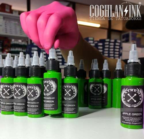 Imagen 3 de 3 de Tinta Tattoo Extreme Apple Green X 1oz Tatuajes Tatuar