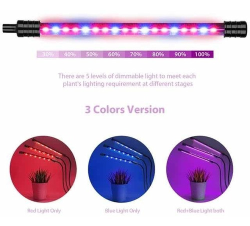Lámpara Led Para Crecimiento De Plantas Con 3 Tubos Uv