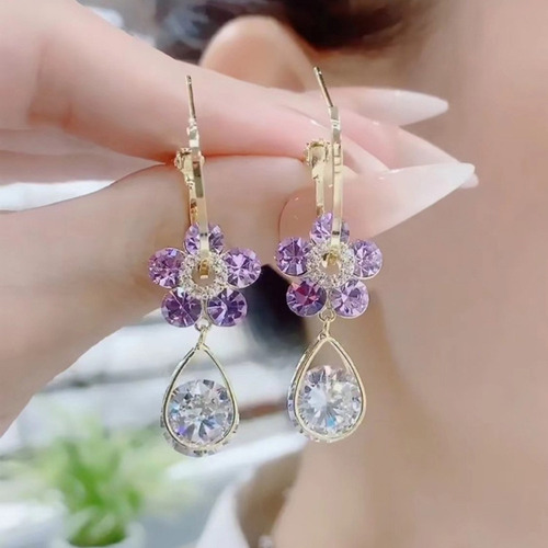 De Pendientes Creativos De Cristal Con Forma De Flor
