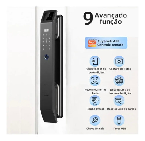 Cerradura Inteligente De Huellas Dactilares Wifi Con Cara 3d Negro