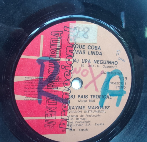 Vinilo Single Jayme Márquez Upa Negrito 