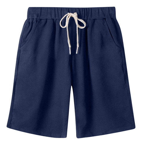 Pantalones Cortos Casuales Con Bolsillos Sueltos Y Cordones