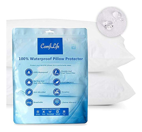 Comfilife 100% Impermeable Protectores De Almohada Fundas De