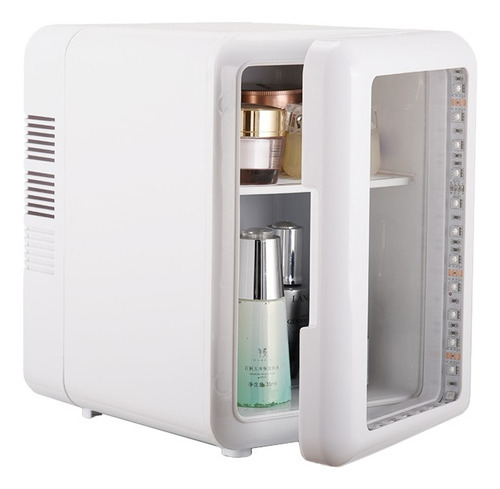 Mini Heladera Led Latas, Cosmeticos 4l Con Cables 220v Y 12v Blanco
