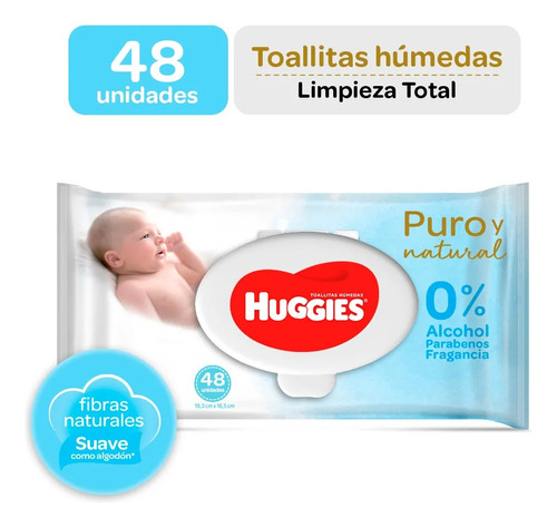 Toallitas Húmedas Huggies Puro Y Natural Pack  (3pqtx48)