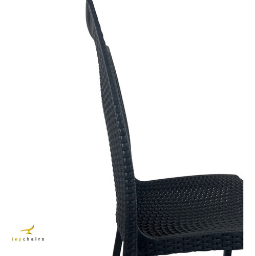 Cadeira Rattan Plástica Jardim Preto Reforçada Top Chairs