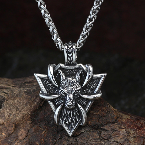 T Colar De Aço Geométrico Nórdico Viking Wolf Garras Unissex