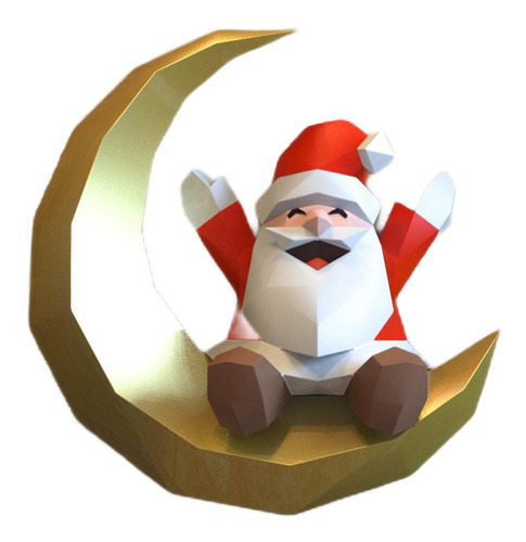 Santa Claus En La Luna Papercraft 3d Papiroflexia Pdf